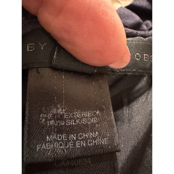 Marc Jacobs Womens Navy Silk Wrap Blouse Ruffle Trim Sz‎ 6 Office to Evening - Picture 11 of 14